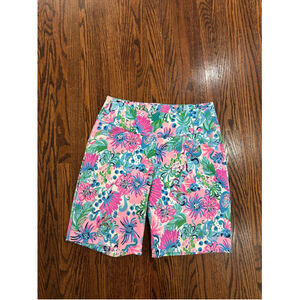 Women's Lilly Pulitzer Luxletic Shorts Size 2 Pink Blue Floral Print